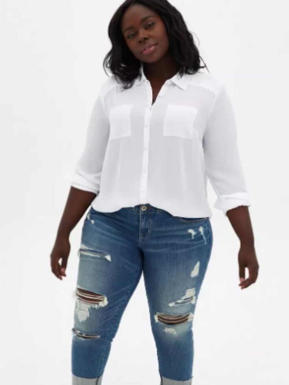 Madison Georgette Button-Up Long Sleeve Shirt